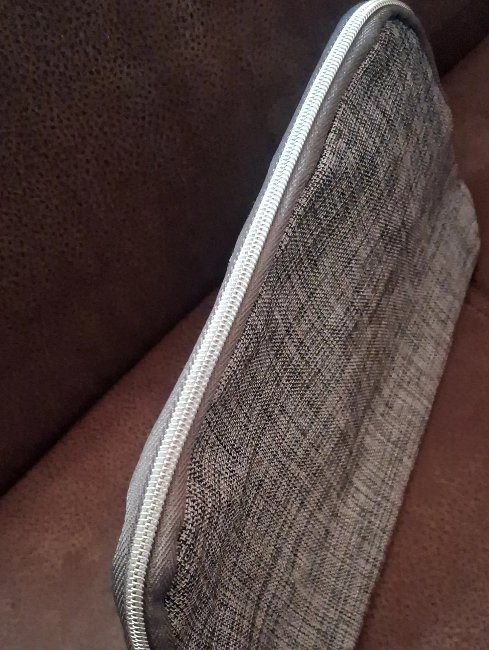 Lancôme Makeup Bag Gray Tweed With Silver Metallic Thread Woven In